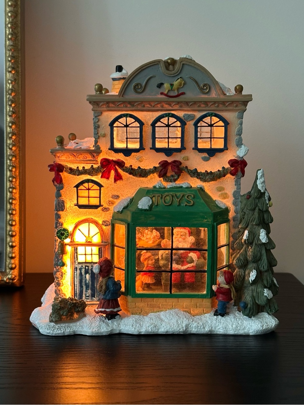 Vintage Christmas Toy Store - Light Up Christmas Village - Santa Toy Shop